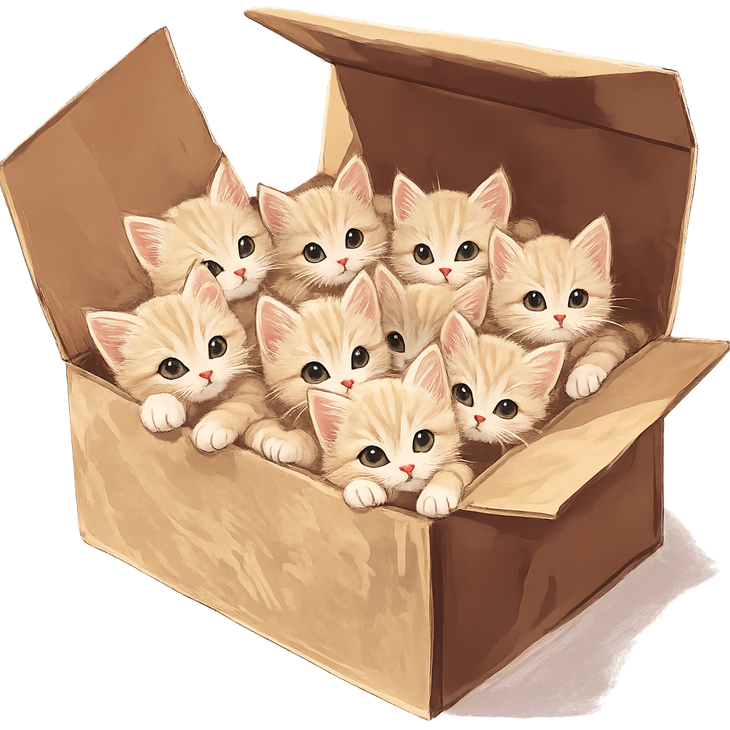 Kittens in a cardboard box